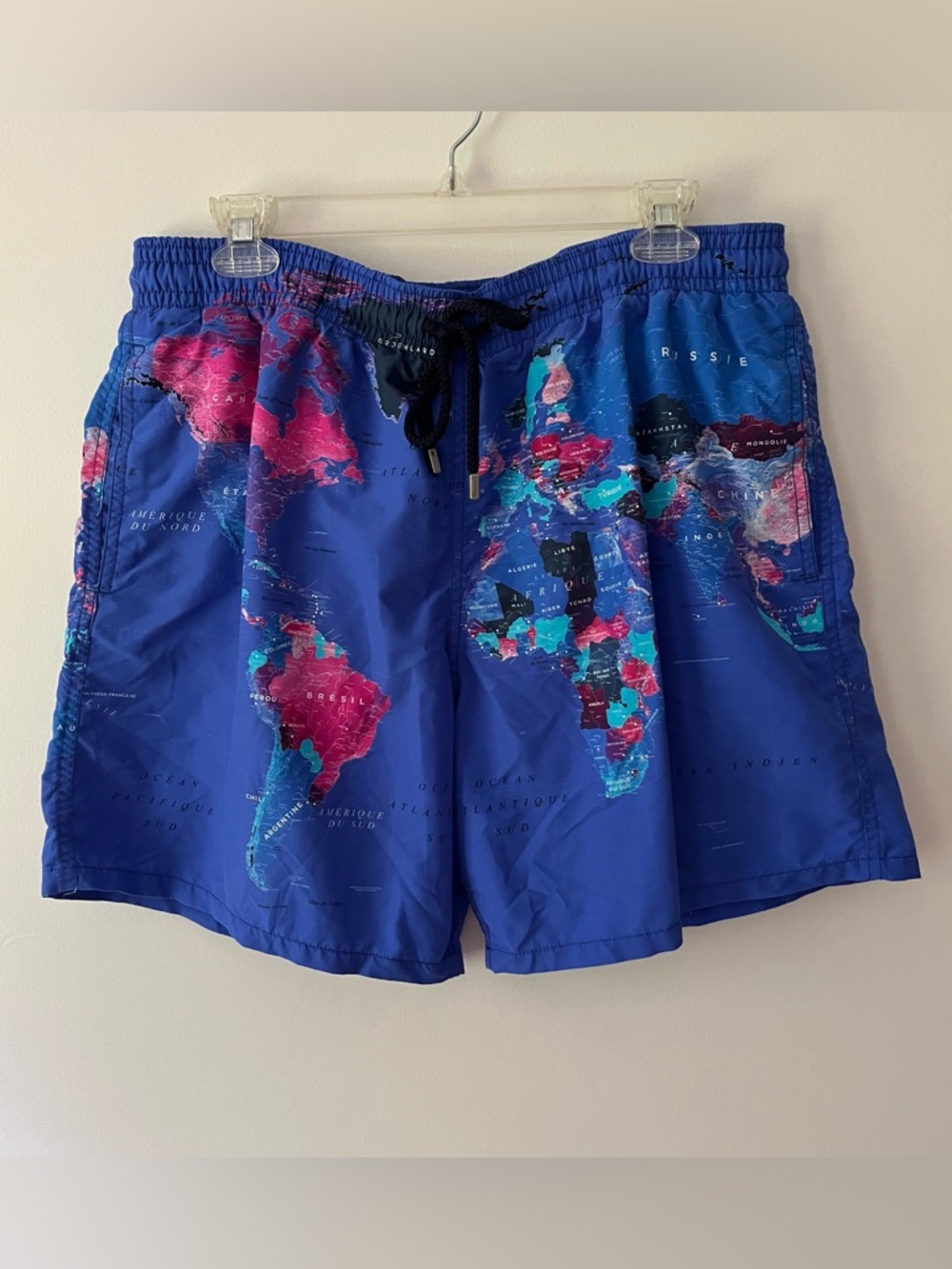 Men's Vilebrequin Swim Trunks XXL Blue Globe Map Rare